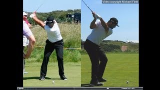 Jon Rahm golf swing  Long Iron faceon amp downtheline July 2017 [upl. by Arakat]