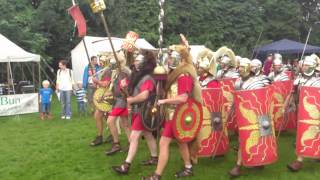 Roman Reenactment at the Amphitheatre in Caerleon Marching In [upl. by Aiksa]