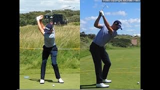 Justin Thomas golf swing  Long Iron faceon amp downtheline July 2017 [upl. by Flem]