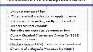 Misrepresentation Lecture 1 of 4 [upl. by Nemzaj]